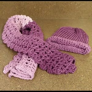 ❄️🎄Handmade Crocheted Purple Ombré Scarf Hat Set